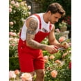 thumbnail image 5 of Denim Overalls for Men Jean Shorts Jumpsuit Work Bibs Coveralls with Zipper(Red,M), 5 of 12