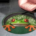 thumbnail image 3 of Frog Peeking Through Green Round Area Rugs for Bedroom Living Room, 4FT Soft Comfy Indoor Circle Carpets, Carpet Home Decor Floor Mat, 3 of 6