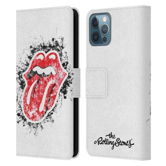 Head Case Designs Officially Licensed The Rolling Stones Licks Collection Distressed Look Tongue Leather Book Wallet Case Compatible with Apple iPhone 12 / iPhone 12 Pro