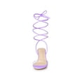 thumbnail image 5 of BLISSFUL STEP Women's Clear Strap Lace Up Clear Stiletto Heel Sandals Purple 8, 5 of 7