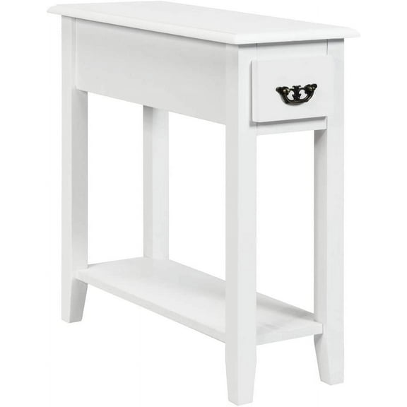 ANHXN Narrow End Table, Slim Side Table with Drawer and Open Shelf, Small End Tables for Small Spaces, Narrow Nightstand Bedside Table for Living Room Bedroom