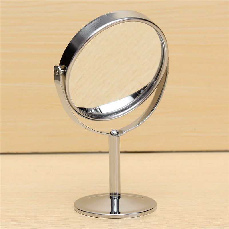 Round Swivel Vanity Mirror – 2-Sided With 1X & 2X Magnification, Tabletop Makeup Mirror