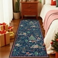 thumbnail image 3 of Wonnitar Christmas Runner Rug 2x6, Non Slip Washable Hallway Carpet Runner Soft Xmas Kitchen Rug Winter Reindeer Indoor Throw Rug for Entryway Bathroom Holiday Decor,Navy Blue, 3 of 14