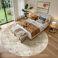 thumbnail image 6 of UERMEI 6'x6' Round Area Rugs for Living Room, Washable Non Slip Indoor Rug for Bedroom Home Decor Carpets, Modern Abstract Printed Carpet, Gray Gold, 6 of 7
