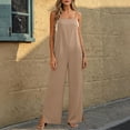 thumbnail image 4 of Women's Wide Leg Jumpsuits Oversized Spaghetti Strap Bohos Cotton Like Overalls Womens Summer Casual Solid Loose Fits Lightweight Comfy Rompers, 4 of 7