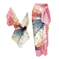 thumbnail image 3 of Traje de baño de una pieza para mujer con falda cruzada para playa, pareo de un hombro, bikini con estampado floral retro, conjunto de baño de dos piezas, 3 of 5