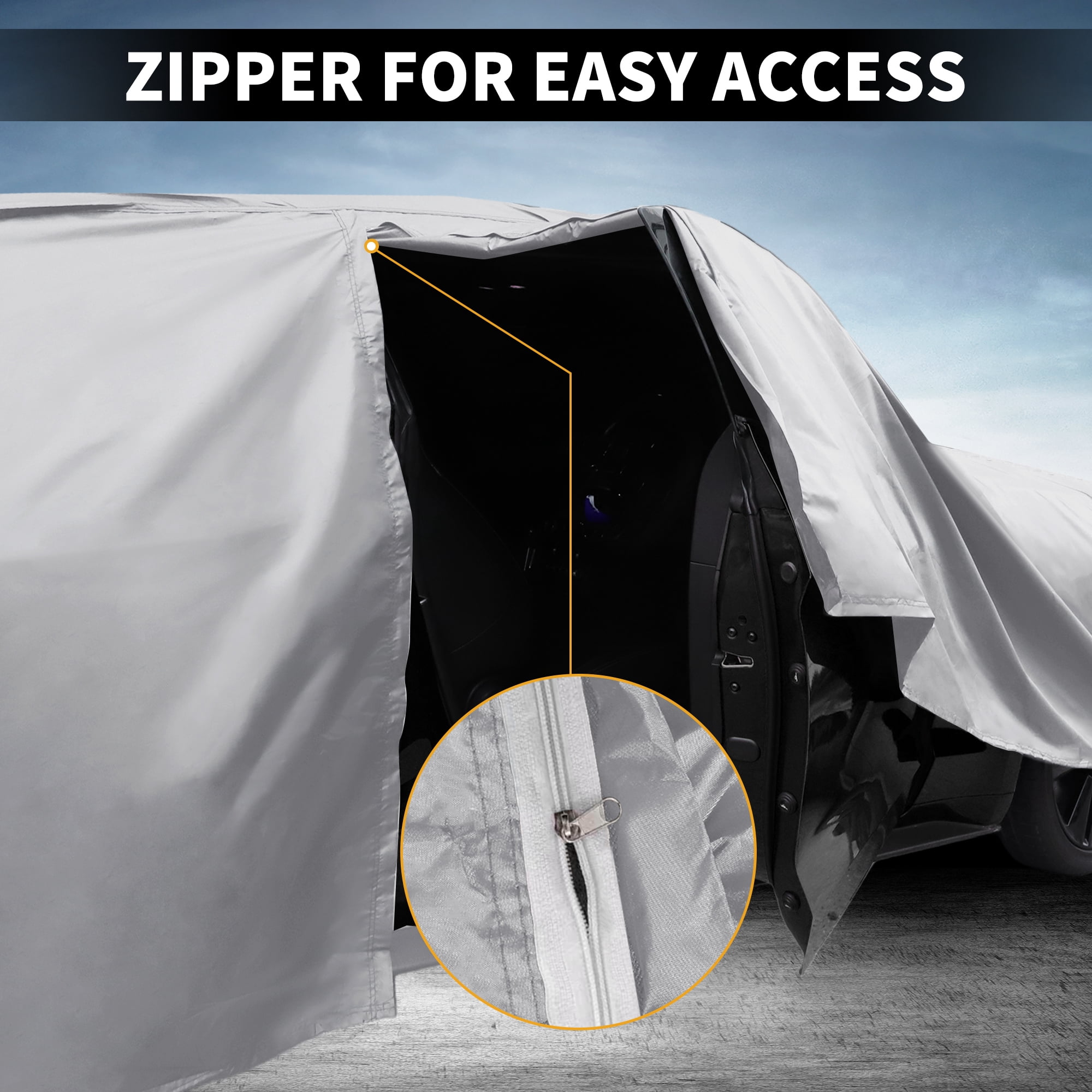Unique Bargains Waterproof Protection with Right Zipper Car Cover for Toyota Noah Silver