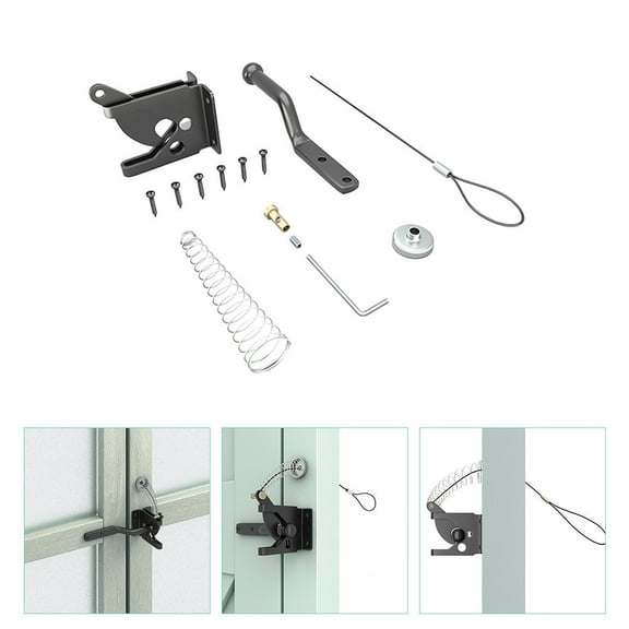 Worgeous 1 Set Door Latches Hardware for Outdoor Gates and Wooden Doors in Carbon Steel and Simple Design