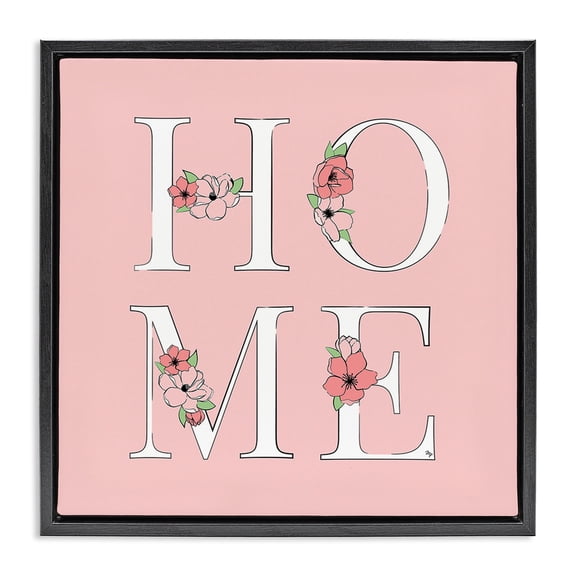 Stupell Industries Shabby Chic Home with Flower Blossoms Black Floating Frame Canvas Art, 25 x 25, by Martina Pavlova