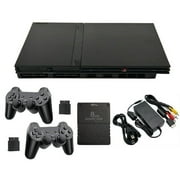 Restored PlayStation 2 PS2 Slim Video Game Console, Online Gaming, Memory Card Support, Black, with 8MB Data Storage, Sonic Character Group, 1, 1, 1