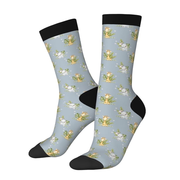 Balery Baby Elephant Giraffe Calcetas Largas con Estampado para Hombre y Mujer – Suaves y Transpirables, Talla Única (US 5-11)
