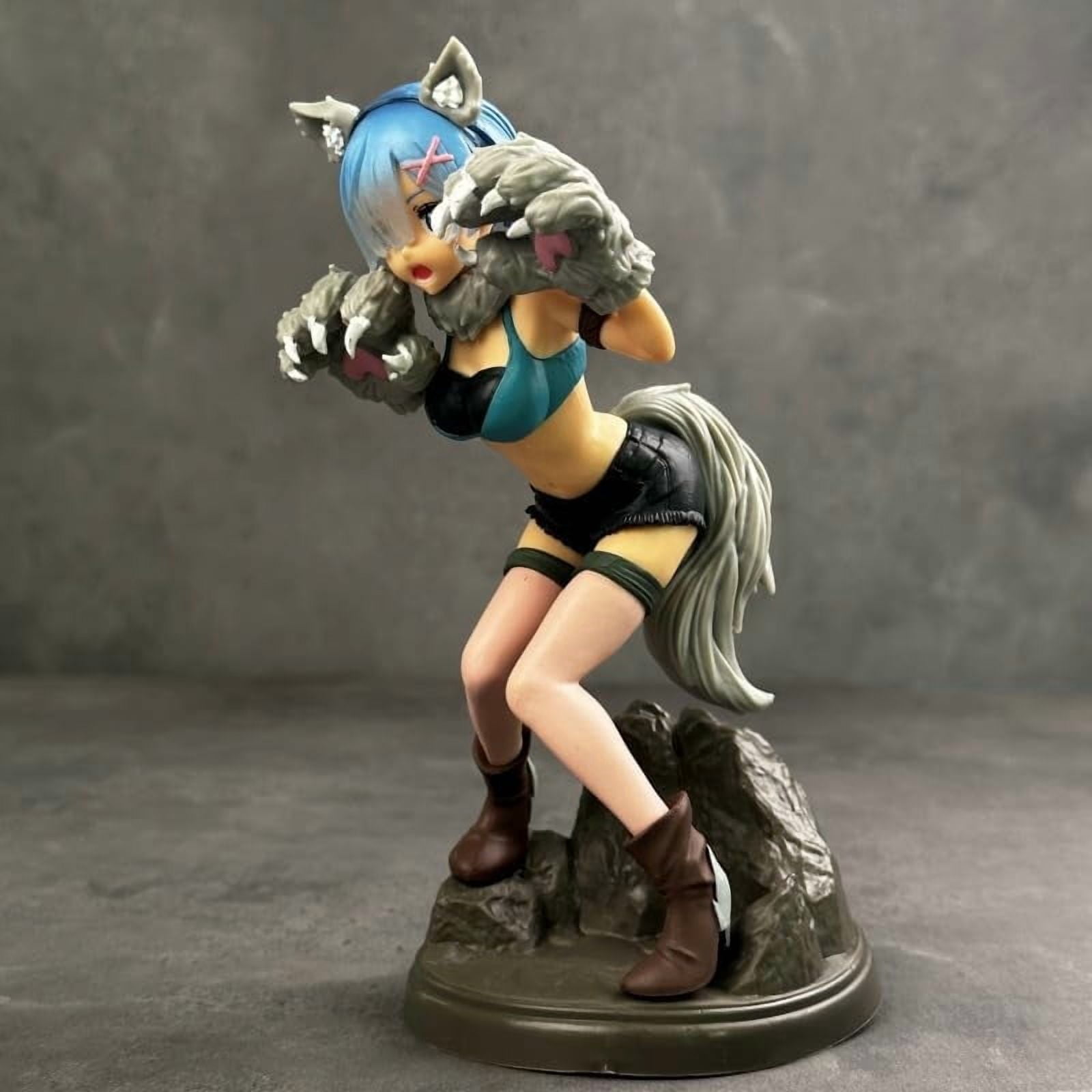 New Rem Figure, Standing Wolf Dressed Rem Action Figures 19cm/7.5inch PVC Character Cosplay Model Collectible Handicrafts for Anime Fans Gift