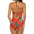 thumbnail image 3 of Balloon Animal Dogs Pattern In Red Deep V-Neck Halter One-Piece Swimsuit Ladies Monokini Beach Bathing Suits Swimwear Balloon, 3 of 5