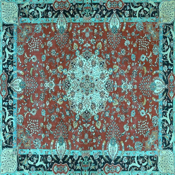 Ahgly Company Indoor Square Persian Light Blue Traditional Area Rugs, 5' Square