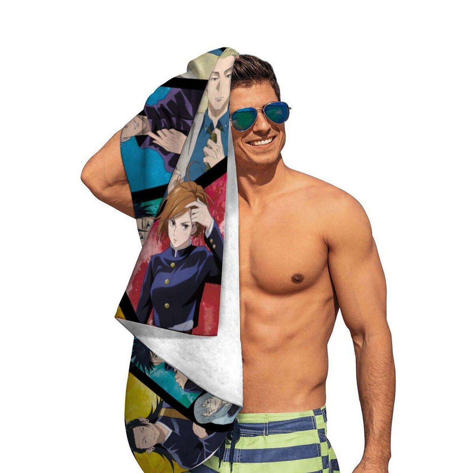 30.7×63in Beach Towel Jujutsu Kaisen Satoru Gojo Geto Suguru Anime Gifts for Women Kids Birthday Bath Outdoor Quick Dry Lightweight