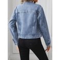 thumbnail image 2 of Womens Light Wash-4 Cropped Trucker Denim Jacket With Button Front, 2 of 30