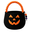 thumbnail image 2 of Halloween Baskets for Kids, Pumpkin Trick or Treat Buckets Cotton Rope Halloween Baskets with Handle,Cute Jack O Lantern Tote Bag for Halloween Party Decor,Black, 2 of 3