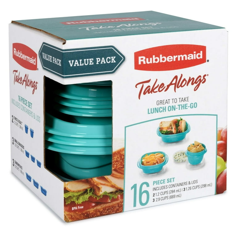 Rubbermaid TakeAlongs Food Storage Containers, Teal Splash, 16