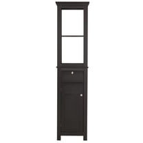 STAROUS Bathroom Freestanding Storage Cabinet with Two Tier Open Shelves, Tall Slim Cabinet with Door and Drawer, Free Standing Linen Tower (Espresso with Drawer)