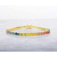 thumbnail image 3 of ADIRFINE 925 Sterling Silver Gold Plated Round Multi Colored CZ Tennis Bracelet, 3 of 5