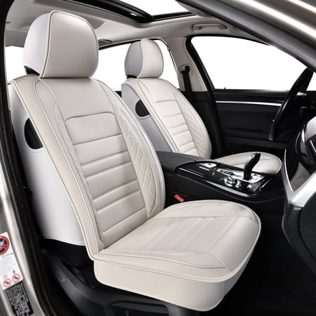 Fit for Nissan Versa 2016 Seat Cover White Car Seat Covers Wear-Resistant Faux Leather 360° Full Coverage Seat Set Anti-Slip Lining Protect & Upgrade Car Seats Protect Car Seats