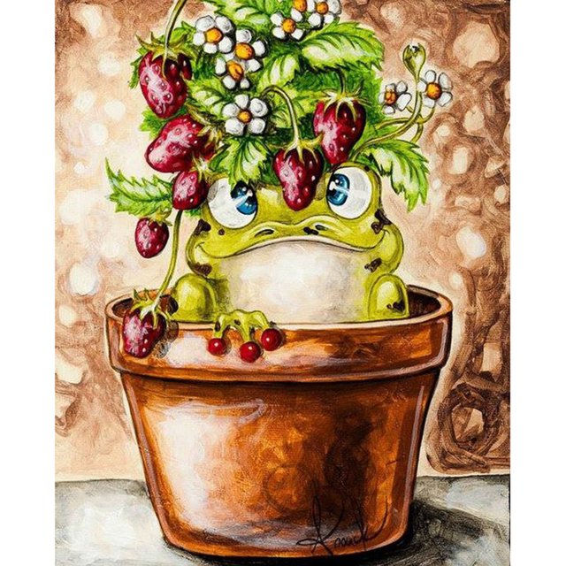 Drill Diamond Painting (DF3564) 5D DIY Kit de bordado de punto de cruz completo (Frog07) 30x40cm Hugtrwg Para estrenar