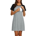 thumbnail image 4 of Purcolt Womens Color Block Pregnant Nursing Nightgown Summer Comfort Crewneck Built-in Bra Short Sleeve Maternity Breastfeeding Dress Delivery and Labor Gown for Hospital, 4 of 9