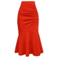 thumbnail image 2 of Womens Plus Size Fishtail Pencil Skirts Elegant Ruffle Hem Skirt High Waisted Stretch Skirts, 2 of 4