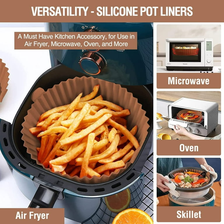 2pcs Air Fryer Silicone Liner, [UPGRADED] Food Safe 7.5 Inch Reusable Air  Fryer Lines, Silicone Basket Heat Resistant Easy Clean BPA Free for 3-5QT