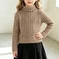 thumbnail image 4 of BLVB Girls Turtleneck Sweaters Long Sleeve Jumper Tops Teen Kids Casual Soft Pullover Fall Winter Outfits(Khaki,13-14 Years), 4 of 6