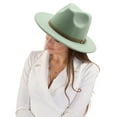 thumbnail image 4 of Prolriy Fedora Hats for Women Western Cowboy Hat for Women Classic Roll Up Buckle Belt Women Retro Wide Brim Cowboy Hat Vintage Womens Hats Mint Green M, 4 of 4