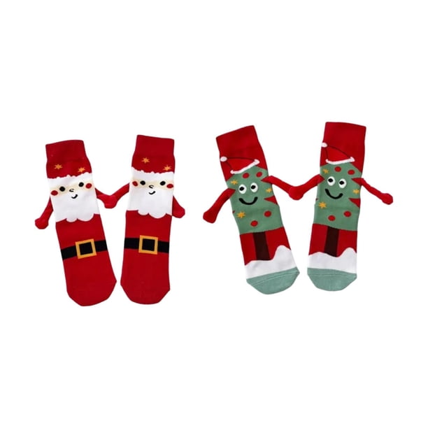 2 pares de calcetines navideños para parejas, regalo navideño de dibujos animados para una elegante.