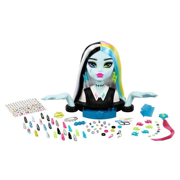 Monster High Frankie Stein Doll Head for Hair Styling with 65  Nail, Hair and Face Accessories