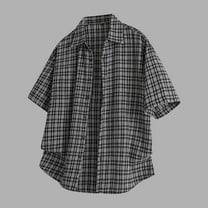 Awdenio Shirts for Men Plaid Short Sleeve Casual Button Down Shirts Collared Fall Clothes