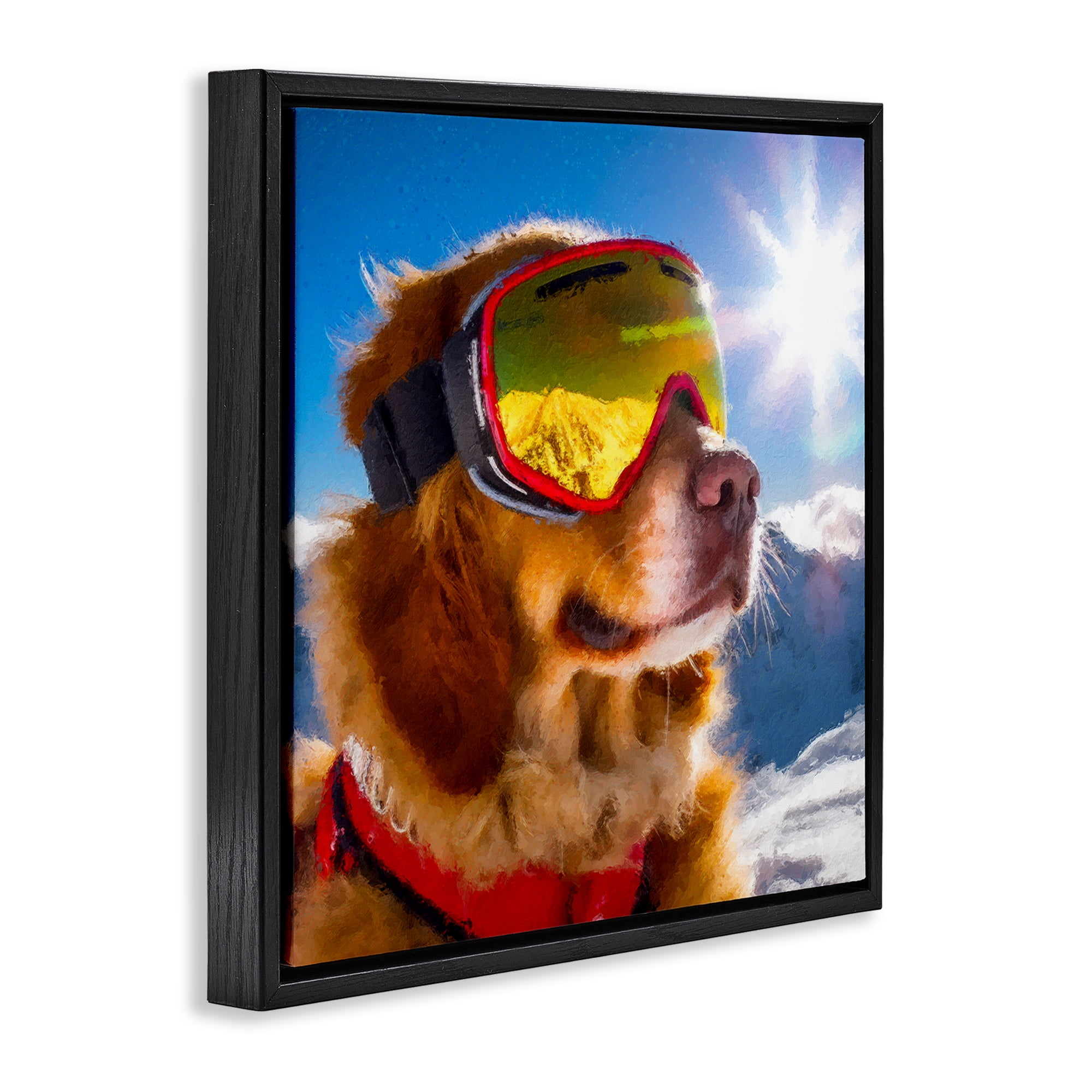 Stupell Industries Ski Goggles Retriever Black Framed Floater Canvas Wall Art, design by Sean Parnell