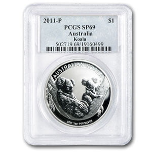 2011 Australia 1 oz Silver Koala SP-69 PCGS