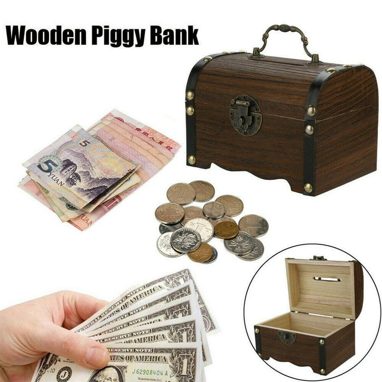 Wooden Safe Piggy Bank Saving Organizer Secret Saving Money Box Hider  Machine Lucky Caja Madera Decorativa Modern Decoration - AliExpress