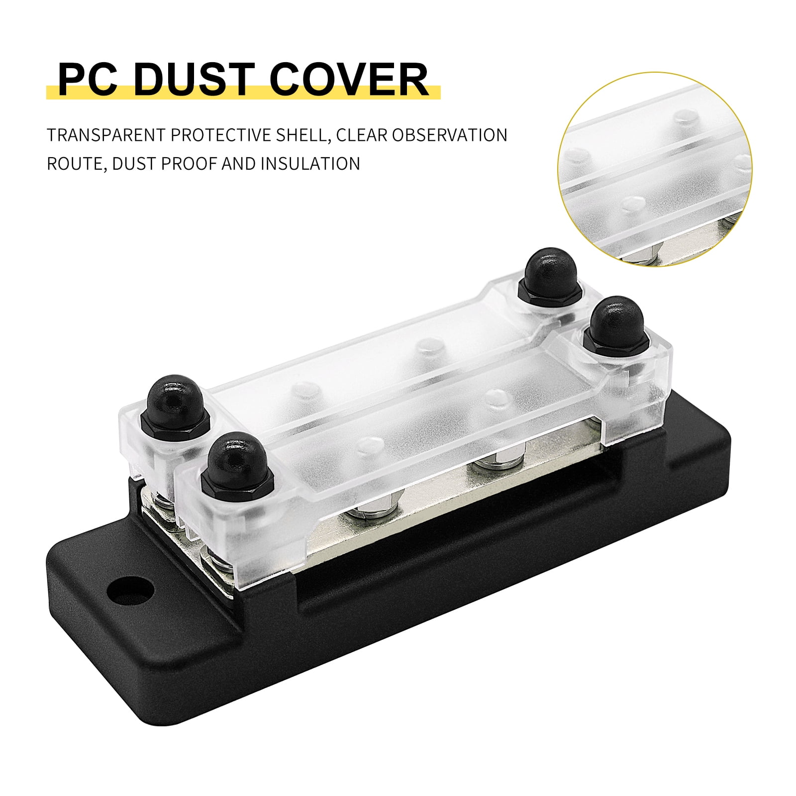 8 Terminal Bus 150A BusBar Block with Cover Ground Distribution Power Distribution Terminal Block for w/ 8 M6 Screws