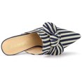 thumbnail image 4 of BLISSFUL STEP Women's Stripe Bow Block Heel Slides Mules, 4 of 5