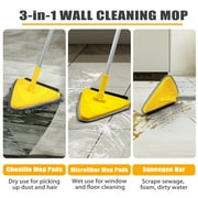 JEHONN Wall Mop with Upgraded 180° Foldable Panel, 80 inches Long Handle (Yellow)