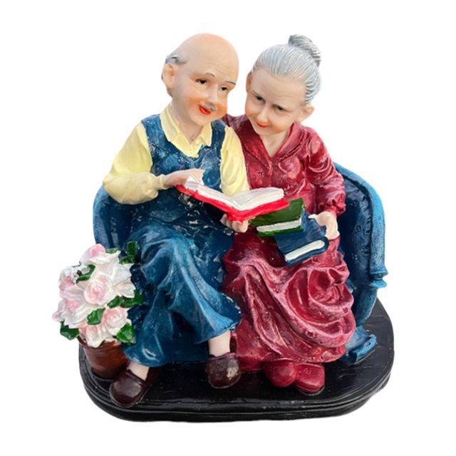 Estatuilla de pareja de ancianos, regalos de aniversario, Día de San Valentín, adornos, estatua de pareja de abuelos, boda para estantería, chimenea mayimx Figura pareja de ancianos
