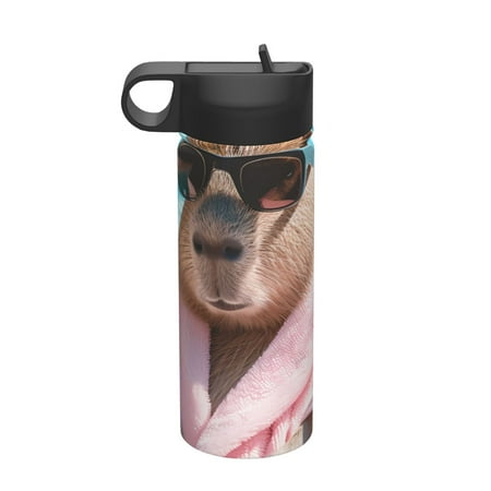 

Ocsxa Island Vacation Guinea Pig Print 18 oz Insulated Water Bottle With Straw Stainless Steel Sports Water Cup Flask Wide Mouth Travel Thermal Mug for Home Office or Car