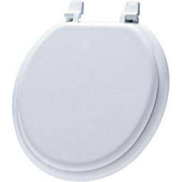 Mayfair Lannon Toilet Seat, Slow Close, Non Slip Heavy Duty Wood, Easy Install, Round, White