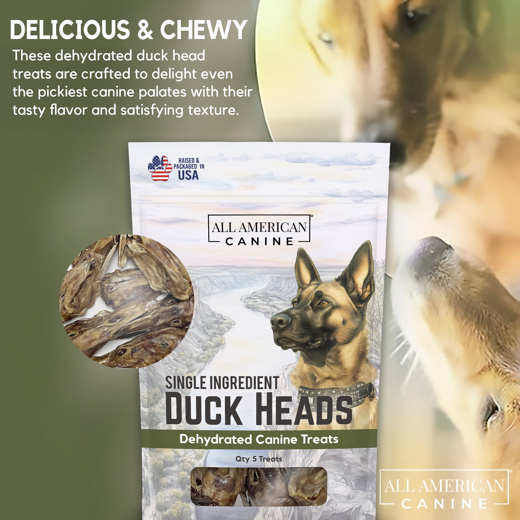 All American Canine Duck Heads, 5 count