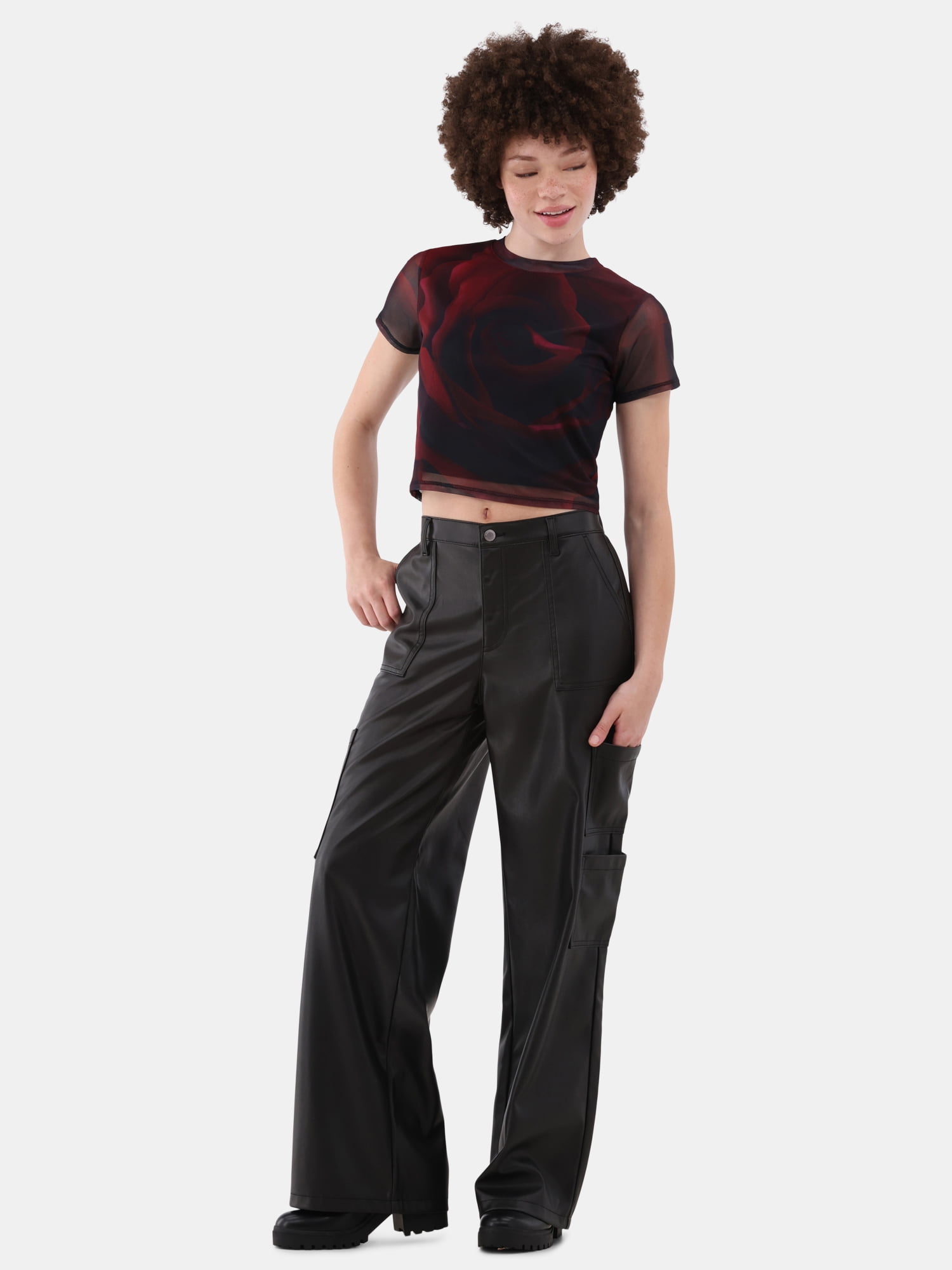 No Boundaries Cargo Wide-Leg Pants, 31.5'' Inseam, Women's and Women's Plus
