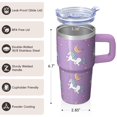 thumbnail image 3 of 20OZ Unicorn Travel Tumbler with Handle and Reusable Straw Double Wall Stainless Steel Insulated Coffee Mug Cup Ideal Gifts for Women Mom Friends on Birthday Christmas Thanksgiving, 3 of 6