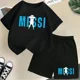 thumbnail image 3 of Nueva camiseta y pantalones cortos con estampado de Messi para niños y adolescentes, conjunto de 2 piezas, ropa de fútbol para niños y niñas, traje deportivo de moda de manga corta de verano, 3 of 5