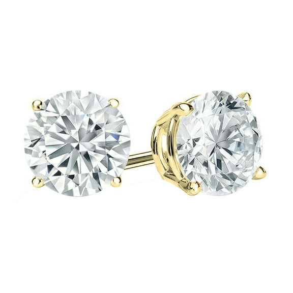 Dazzlingrock Collection 0.33 Cttw Round Lab Grown White Diamond 4 Prong Solitaire Unisex Stud Earrings in 10K Solid Yellow Gold in Screw Back