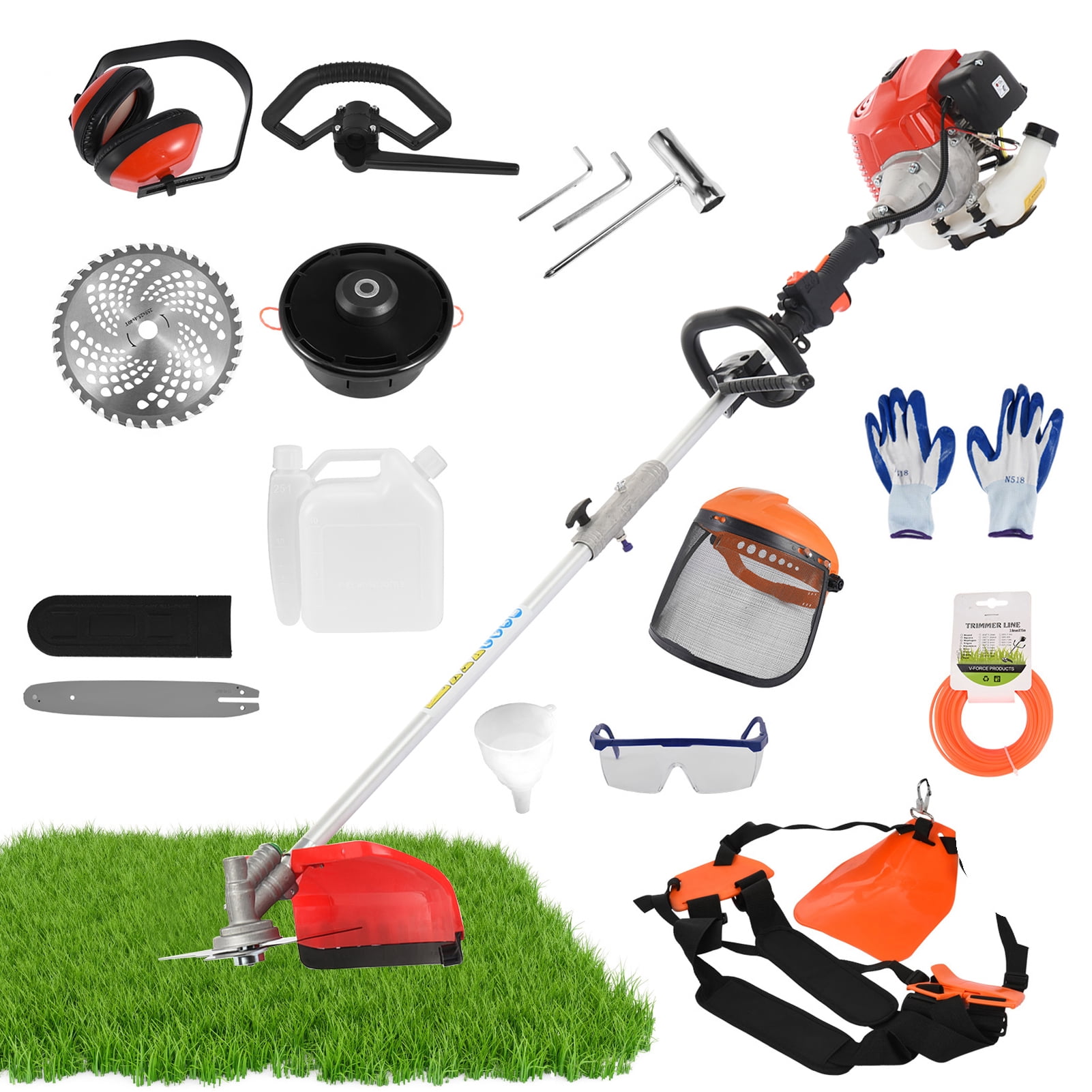 52cc Weed EaterGas, Gas Hedge Trimmer,2 Cycle Gas Power Handheld Hedge Trimmer, with Protective Gear Set, Brush Cutter, for Trimming Shrubs & Bushes