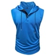 thumbnail image 4 of Chiccall Men's Workout Hooded Tank Tops Sleeveless Gym Hoodies Mesh Muscle Shirt Athletic Drawstring Quarter Button Shirts, 4 of 8